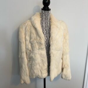 Cream white Rabbit Fur Women's Jacket